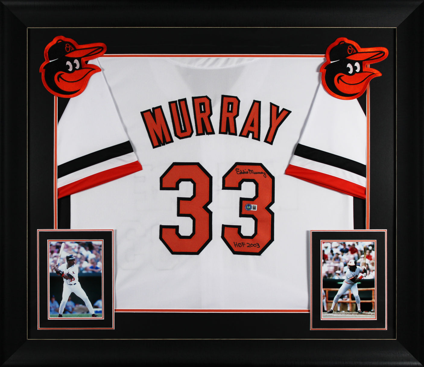 Eddie Murray "HOF 03" Authentic Signed White Pro Style Framed Jersey BAS Witness