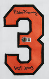 Eddie Murray "HOF 03" Authentic Signed White Pro Style Framed Jersey BAS Witness