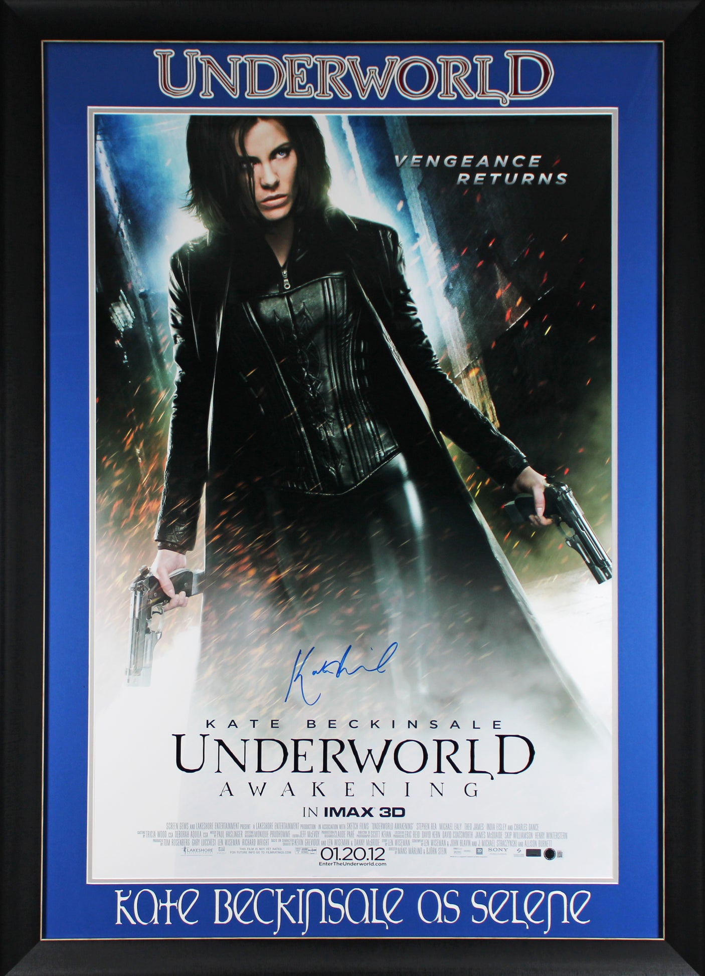 Kate Beckinsale Underworld Awakening Authentic Signed & Framed 27x40 Poster BAS