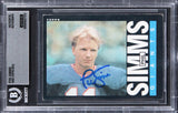 Giants Phil Simms Signed 1985 Topps #123 Card Auto Grade Gem Mint 10! BAS Slab