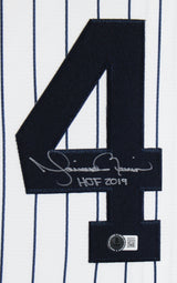 Yankees Mariano Rivera "HOF" Signed White Pinstripe Majestic Framed Jersey BAS W