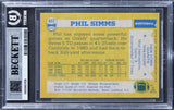 Giants Phil Simms Signed 1982 Topps #433 Card Auto Grade Gem Mint 10! BAS Slab