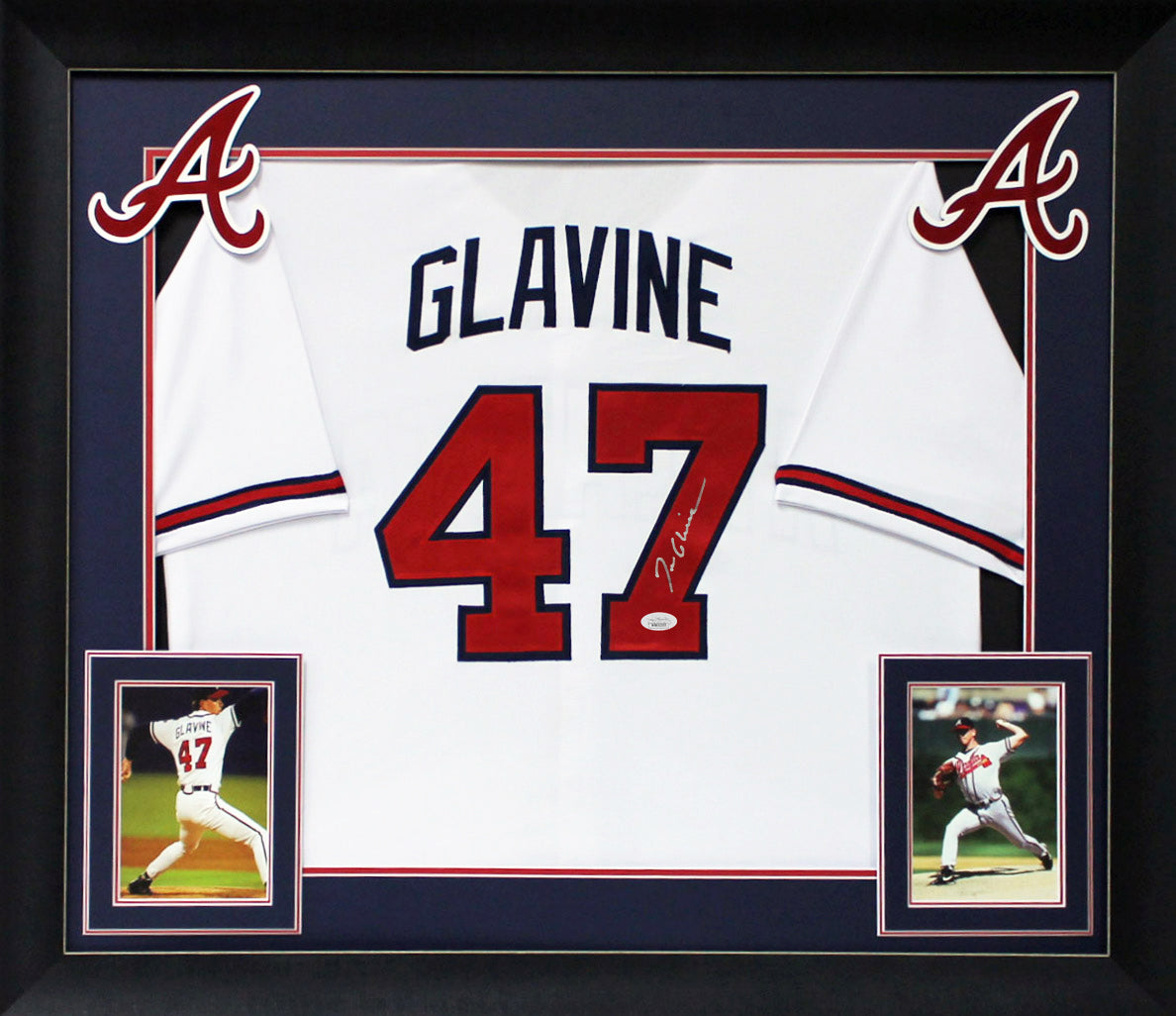 Tom Glavine Authentic Signed White Pro Style Framed Display Autographed JSA