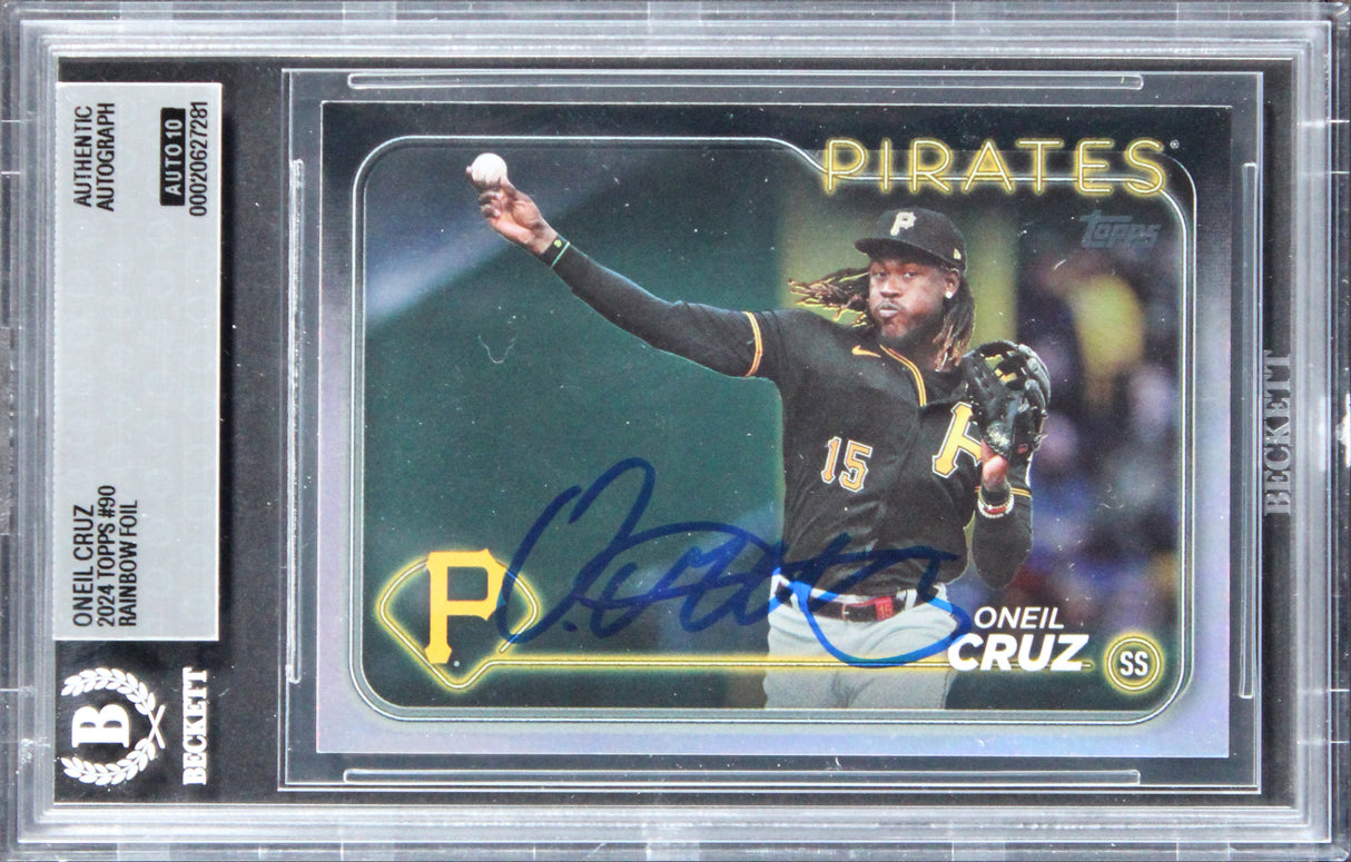 Pirates Oneil Cruz Signed 2024 Topps Chrome Rainbow #90 Card Auto 10! BAS Slab