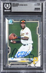 Pirates Oneil Cruz Signed 2021 Bowman Prospects #BCP24 Card Auto 10! BAS Slab