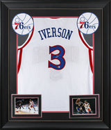 Allen Iverson Signed White 90's Throwback Pro Style Framed Jersey BAS Witnessed