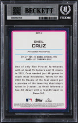 Pirates Oneil Cruz Signed 2022 Bowman Chrome #ROYF5 RC Card Auto 10! BAS Slab