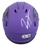 Ravens Ray Lewis Authentic Signed Rave Speed Mini Helmet BAS Witnessed