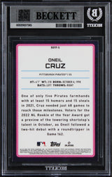 Pirates Oneil Cruz Signed 2022 Bowman Chrome #ROYF5 RC Card Auto 10! BAS Slab