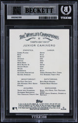 Rays Junior Caminero Signed 2024 Topps A&G #92 Rookie Card Auto 10! BAS Slabbed