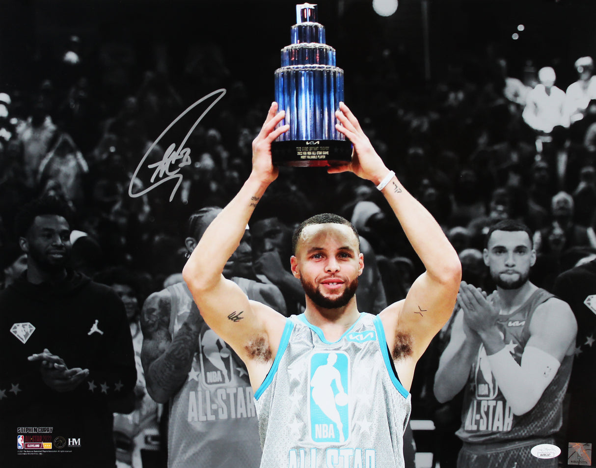 Warriors Stephen Curry Signed 16x20 2022 ASG Horizontal Spotlight Photo JSA