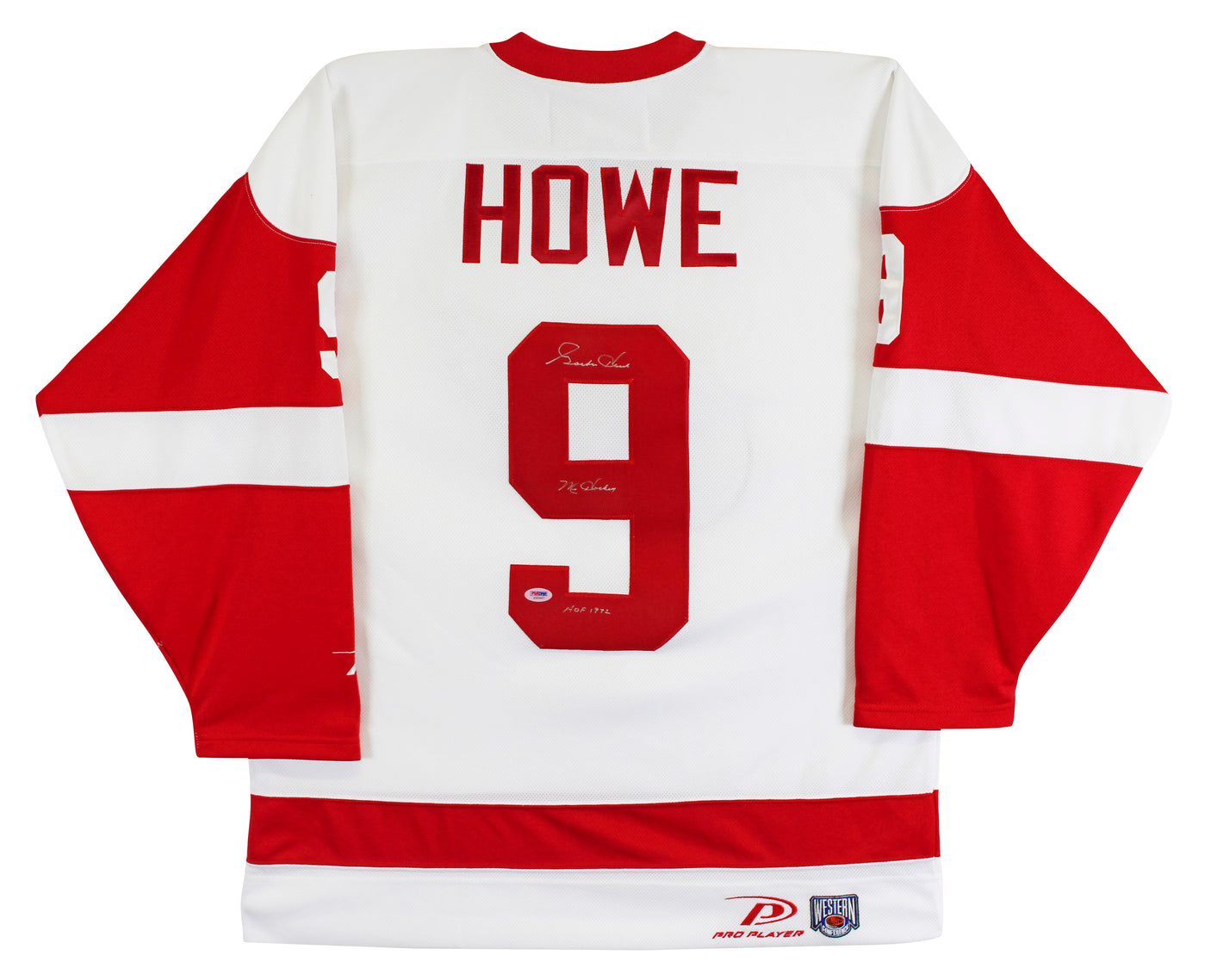 Red Wings Gordie Howe "2x Insc" Signed White Pro Player Jersey PSA/DNA #S32467