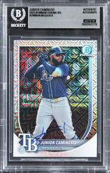 Rays Junior Caminero Signed 2025 Bowman Chrome #13 Card Auto GM 10! BAS Slabbed