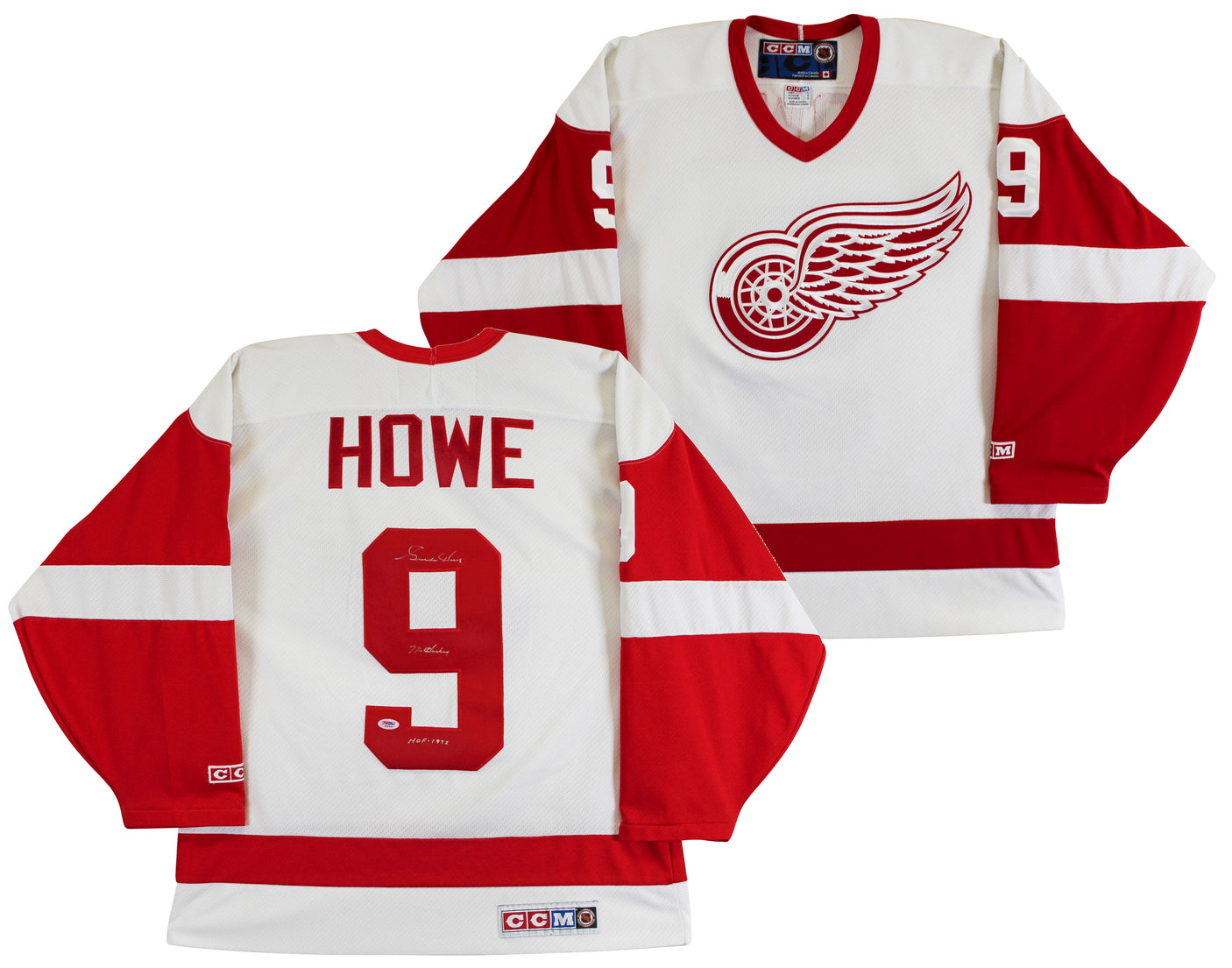 Red Wings Gordie Howe "Mr. Hockey, HOF 1972" Signed White CCM Jersey PSA #S32466