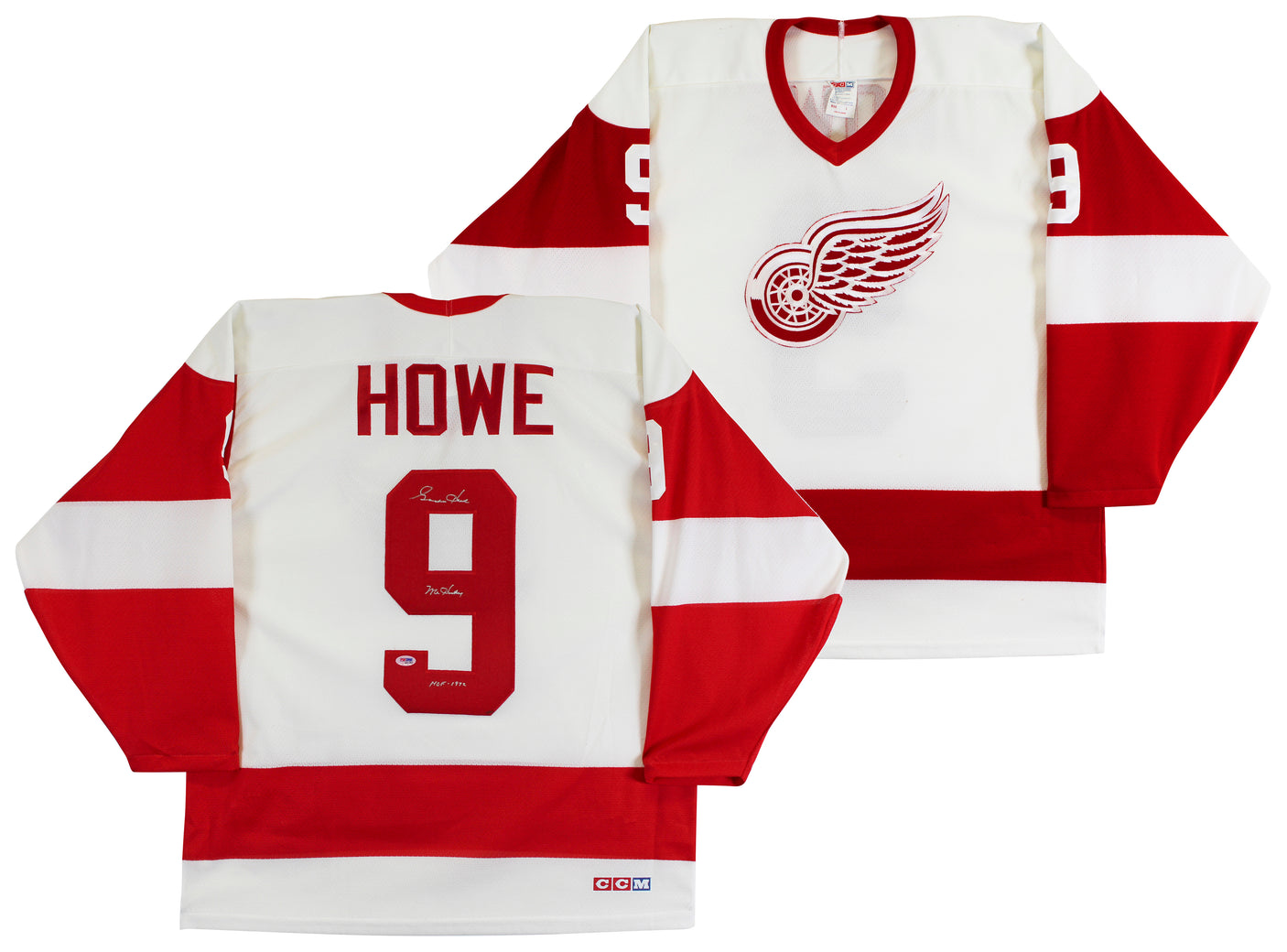 Red Wings Gordie Howe "Mr. Hockey, HOF 1972" Signed White CCM Jersey PSA #Q41382