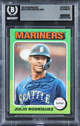 Mariners Julio Rodriguez Signed 2024 Topps Heritage #286 Card Auto 10! BAS Slab