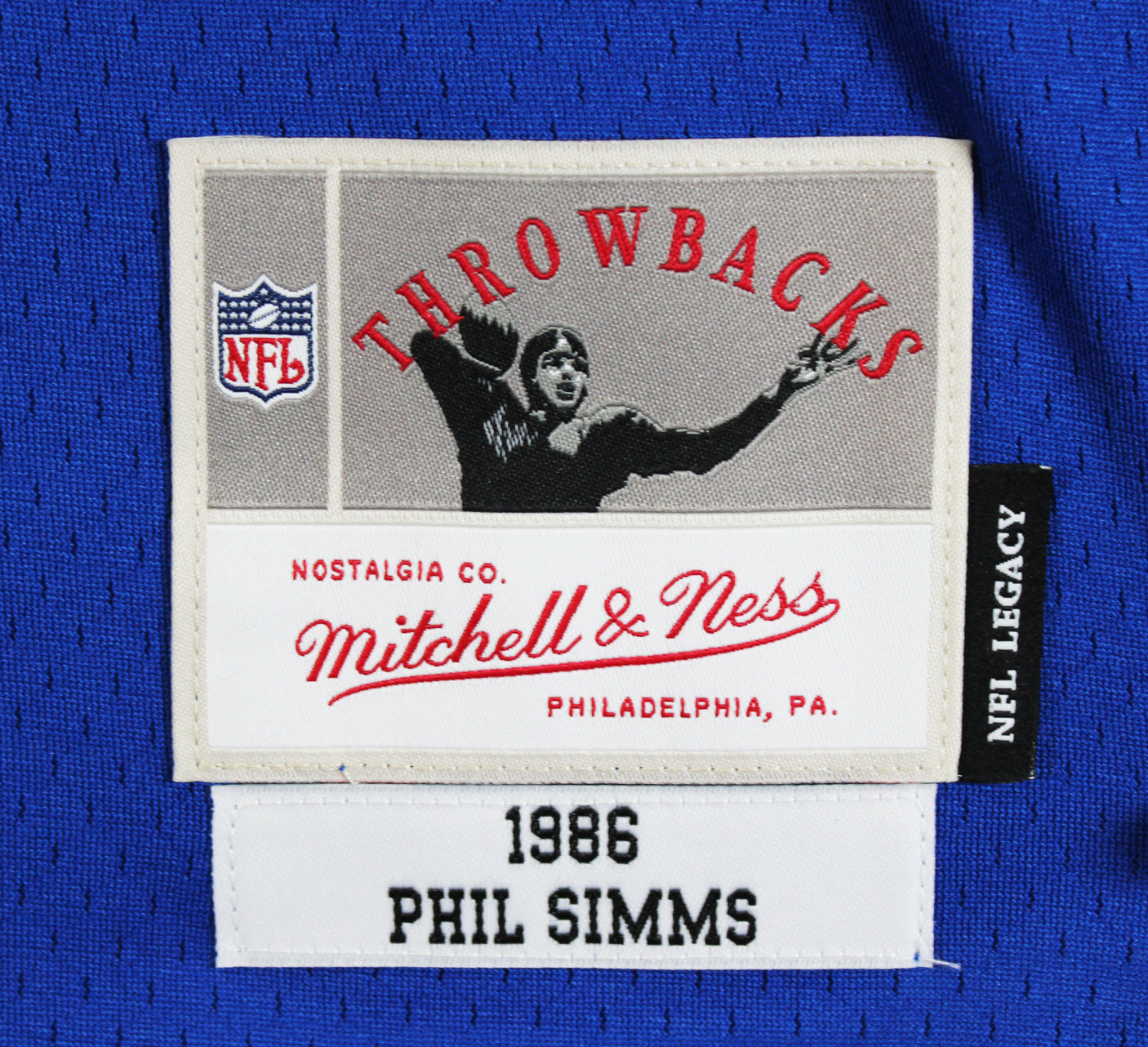 Giants Phil Simms "SB XXI MVP" Signed Blue Mitchell & Ness Jersey BAS Witnessed
