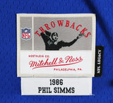 Giants Phil Simms "SB XXI MVP" Signed Blue Mitchell & Ness Jersey BAS Witnessed