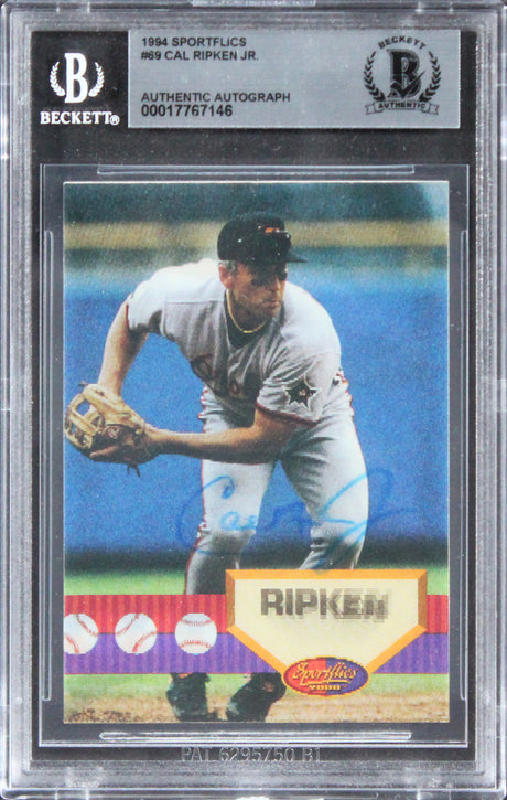 Orioles Cal Ripken Jr. Authentic Signed 1994 Sportflics #69 Card BAS Slabbed