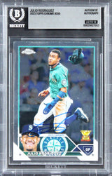 Mariners Julio Rodriguez Signed 2023 Topps Chrome #200 Card Auto 10! BAS Slabbed