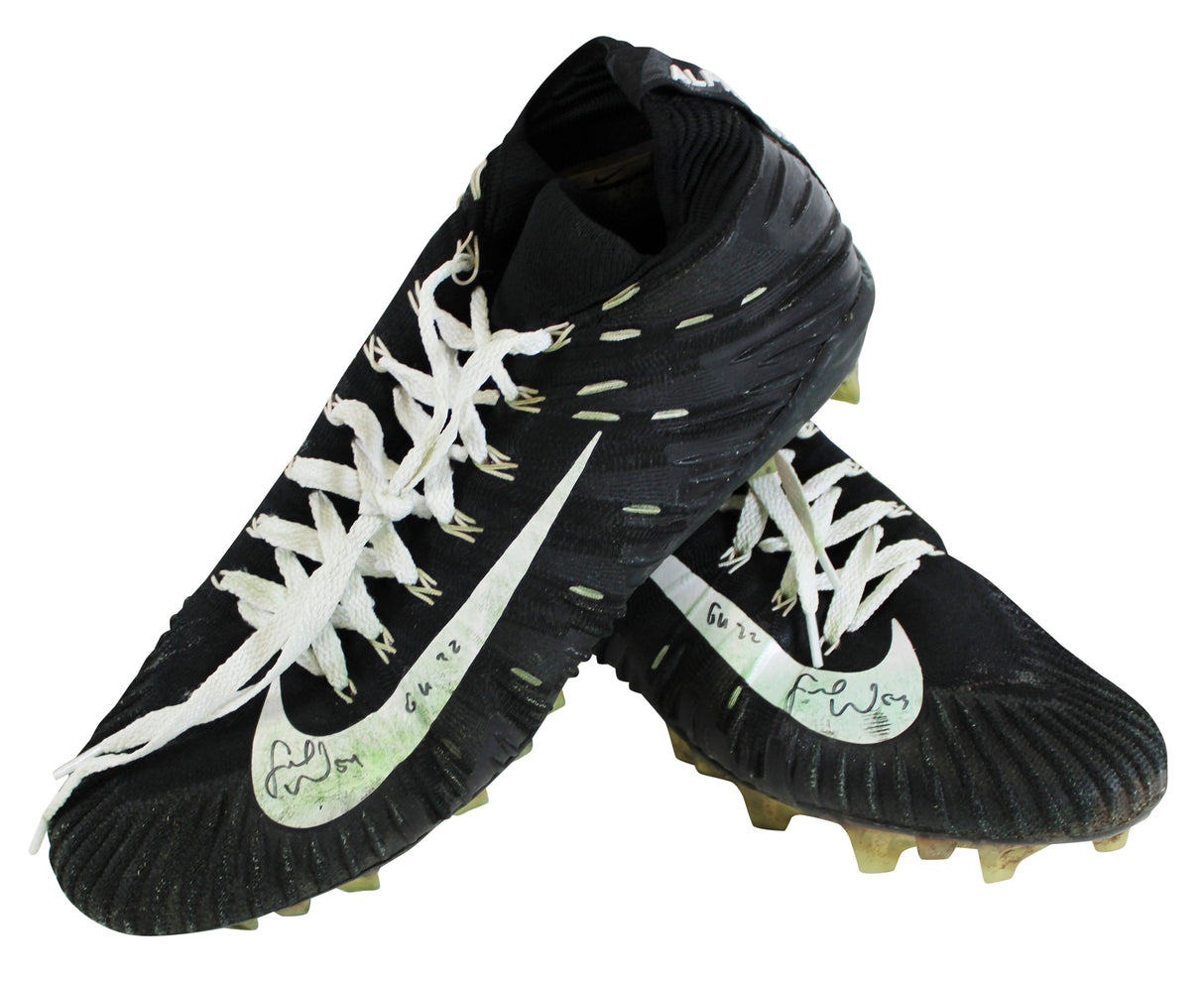 49ers Fred Warner "GU 22" Signed Game Worn Size 12 Nike Alpha Menace Cleats BAS
