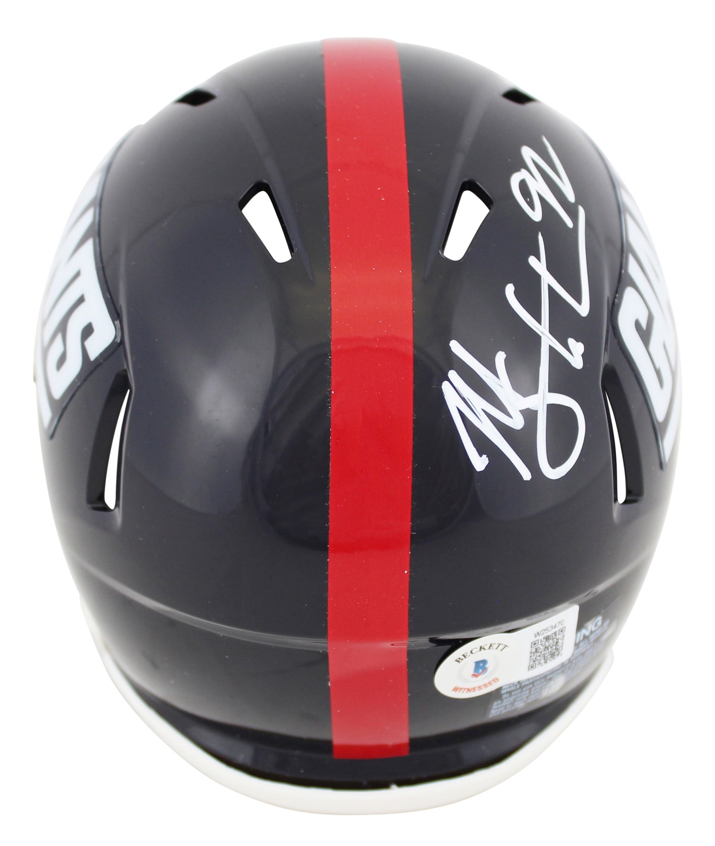 Giants Michael Strahan Signed 1981-99 TB Speed Mini Helmet W/ Case BAS Witnessed
