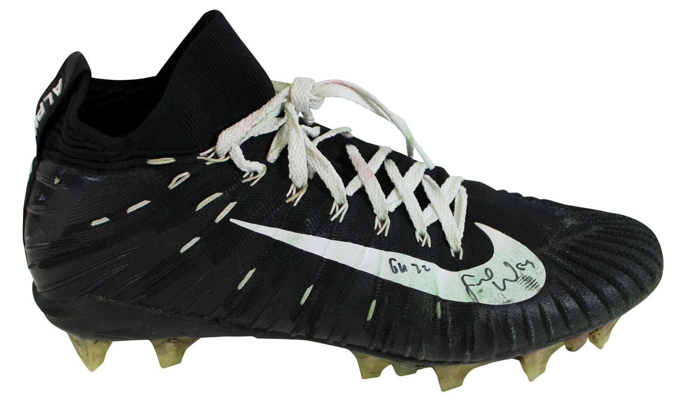 49ers Fred Warner "GU 22" Signed Game Worn Size 12 Nike Alpha Menace Cleats BAS