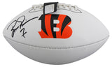 Bengals Boomer Esiason Signed Franklin White Panel Football W/ Case BAS Witness