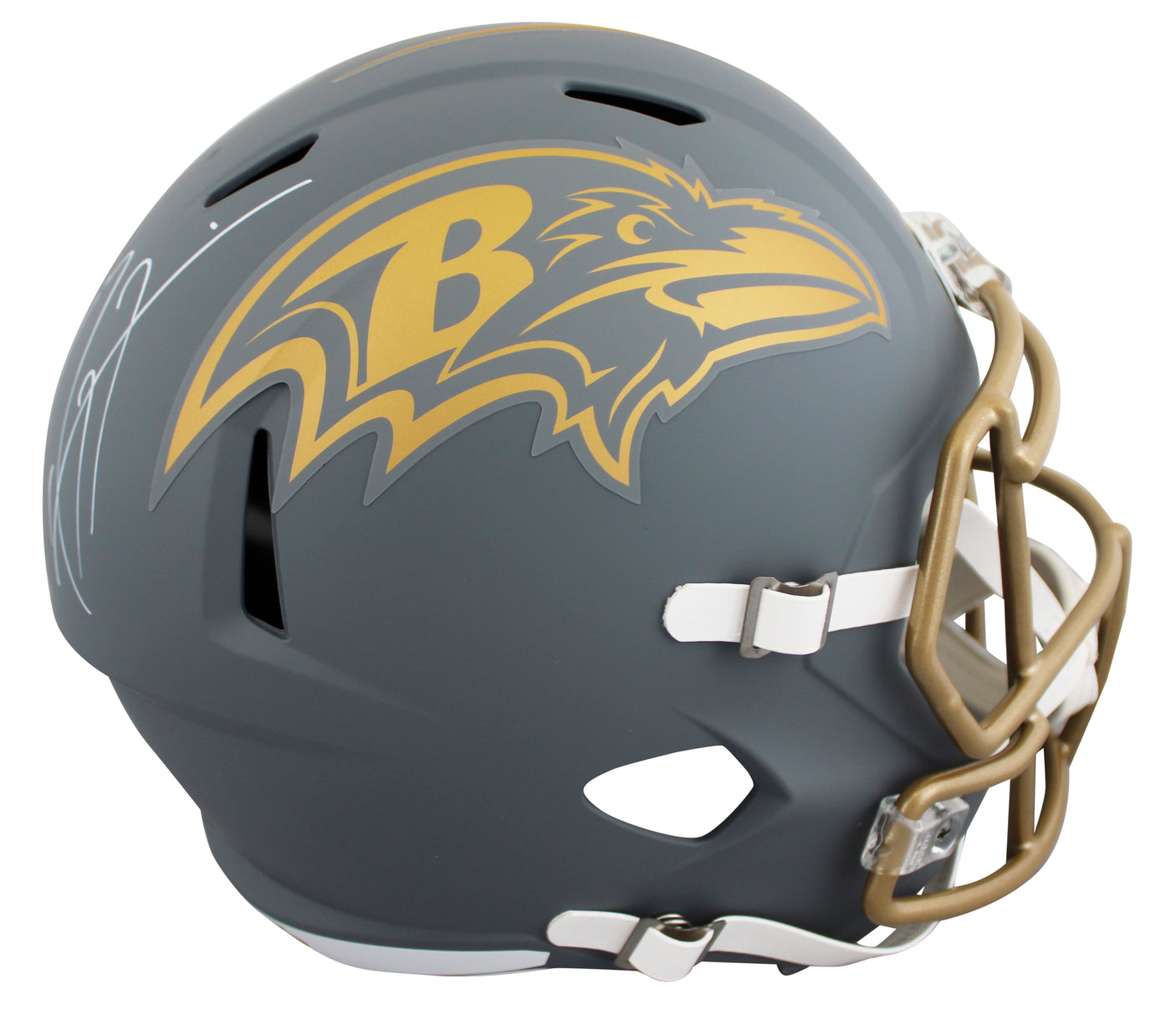 Ravens Ray Lewis Signed Slate Full Size Speed Rep Helmet W/ Case BAS Witnessed