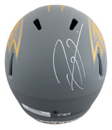 Ravens Ray Lewis Signed Slate Full Size Speed Rep Helmet W/ Case BAS Witnessed