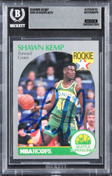 Sonics Shawn Kemp Signed 1990 Hoops #279 Rookie Card Auto Grade 10! BAS Slabbed