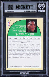 Sonics Shawn Kemp Signed 1990 Hoops #279 Rookie Card Auto Grade 10! BAS Slabbed