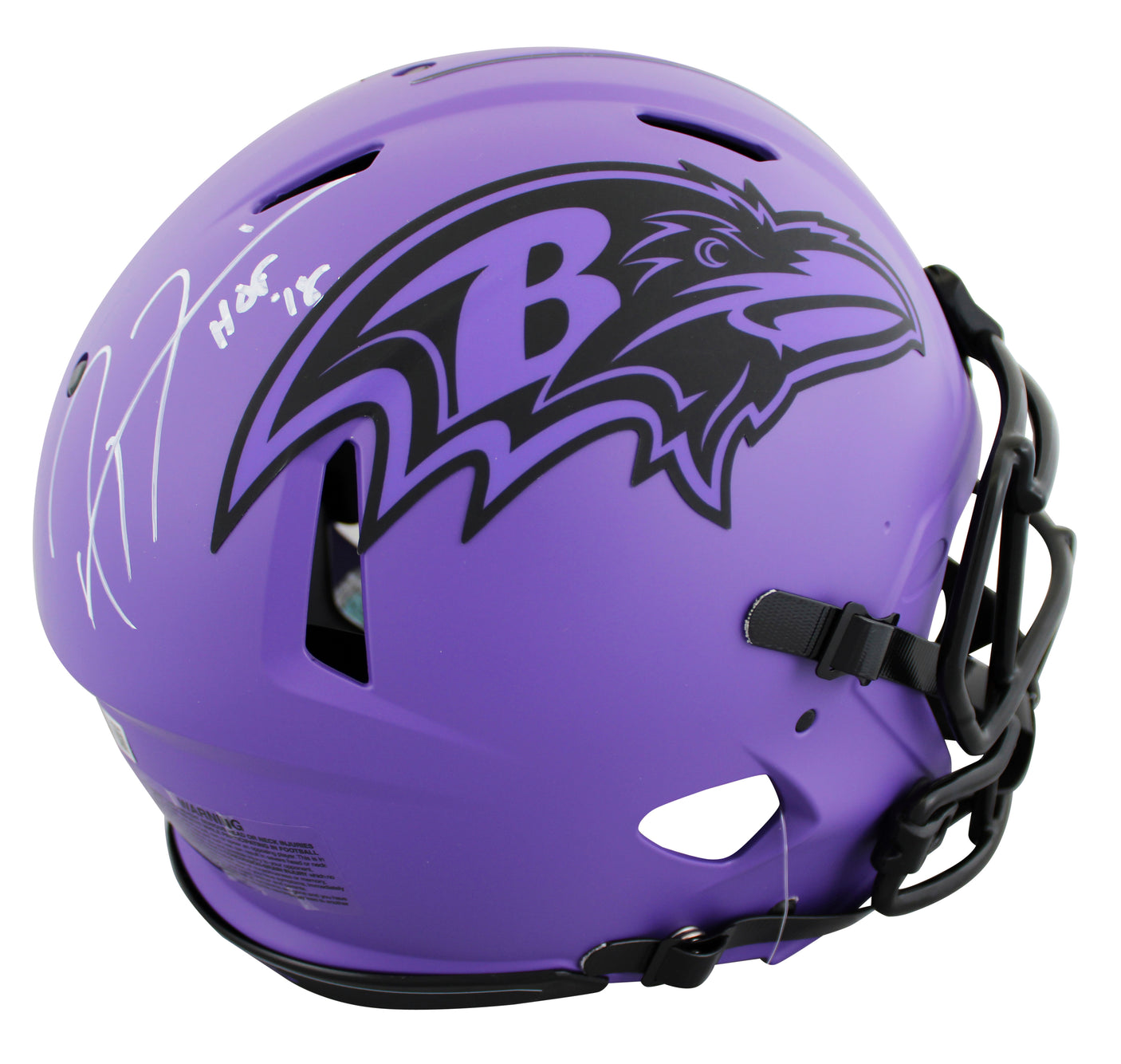 Ravens Ray Lewis "HOF 18" Signed Rave Full Size Speed Proline Helmet BAS Witness