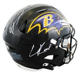 Ravens Ed Reed & Ray Lewis Signed Speed Flex Full Size Helmet BAS Witnessed