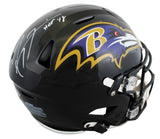 Ravens Ray Lewis "HOF 18" Signed Speed Flex Full Size Helmet BAS Witnessed
