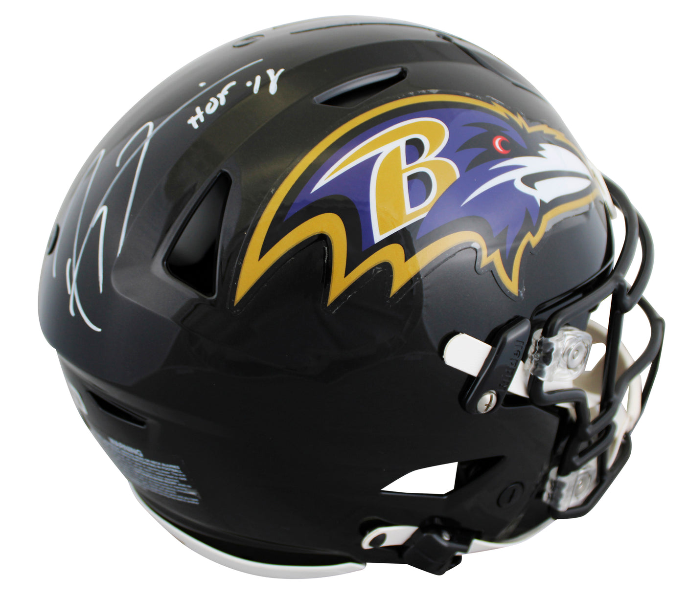 Ravens Ray Lewis "HOF 18" Signed Speed Flex Full Size Helmet BAS Witnessed