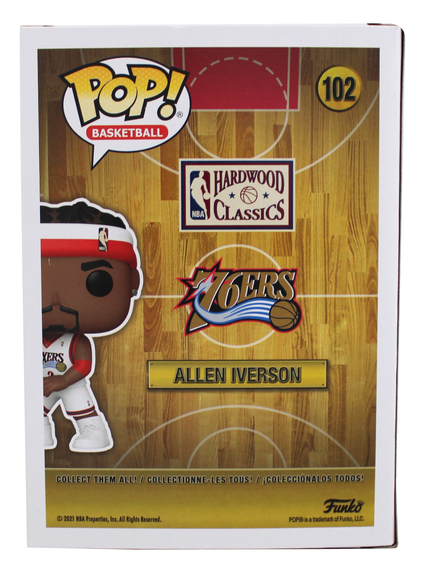 76ers Allen Iverson Signed HWC #102 Funko Pop Vinyl Figure BAS Witness #2W687418
