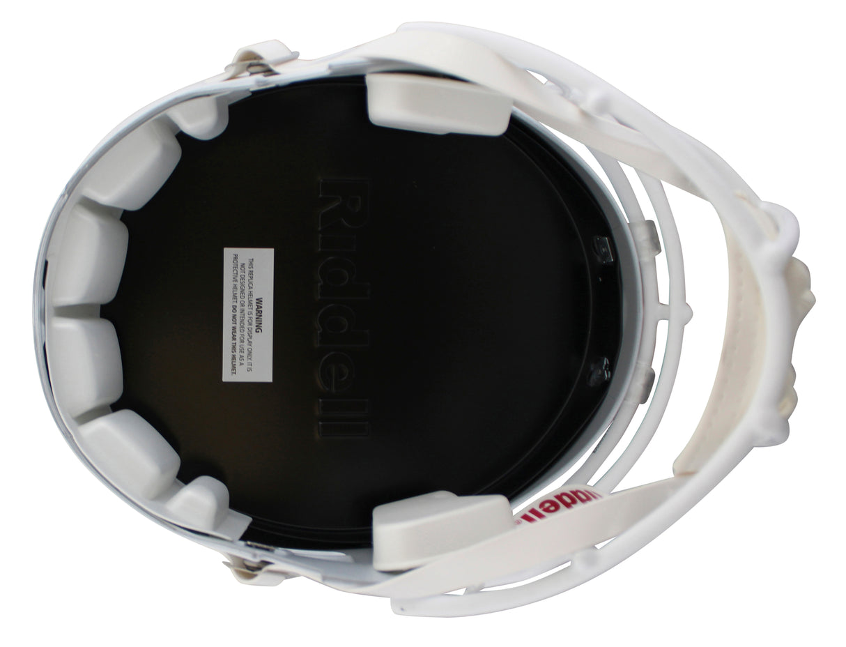 Miami Ray Lewis Signed White Full Size Speed Rep Helmet W/ Case BAS Witnessed