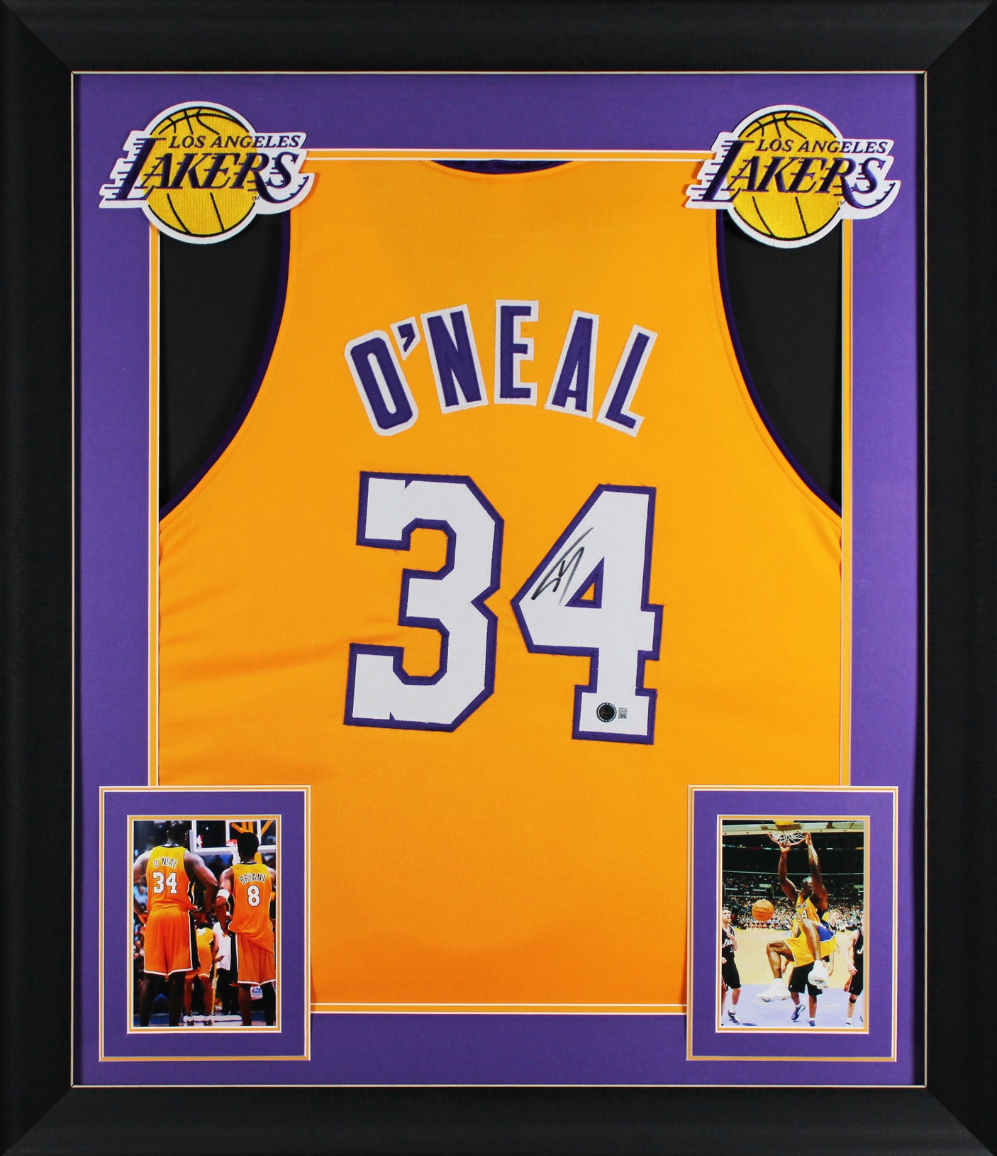Shaquille O'Neal Signed Yellow Pro Style Framed Jersey BAS Witnessed #1W682228