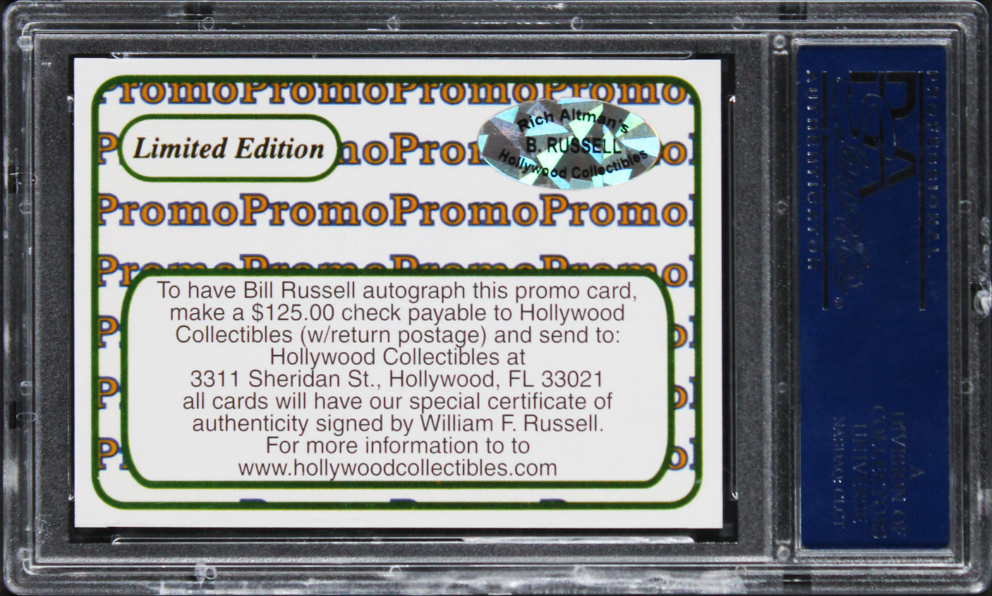 Bill Russell Signed Reggie Jackson's Mr. October's Promo Card Auto 10! PSA Slab