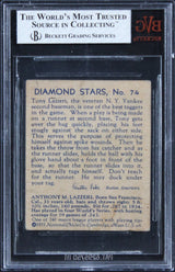 Yankees Tony Lazzeri 1934 Diamond Stars #74 Card Graded FR-1.5 BGS Slabbed