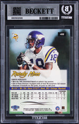 Vikings Randy Moss Signed 1998 Ultra #406 Rookie Card Auto Grade 10! BAS Slabbed