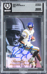 Vikings Randy Moss Signed 1998 Flair Showcase #5 Rookie Card Auto 10! BAS Slab