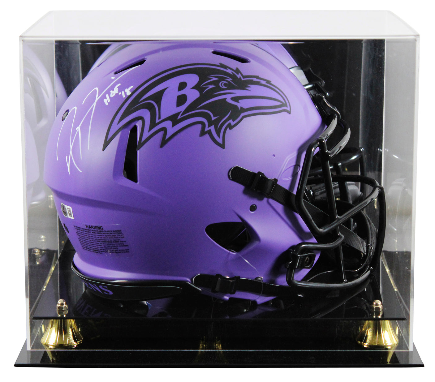 Ravens Ray Lewis "HOF 18" Signed Rave F/S Speed Proline Helmet W/ Case BAS Wit