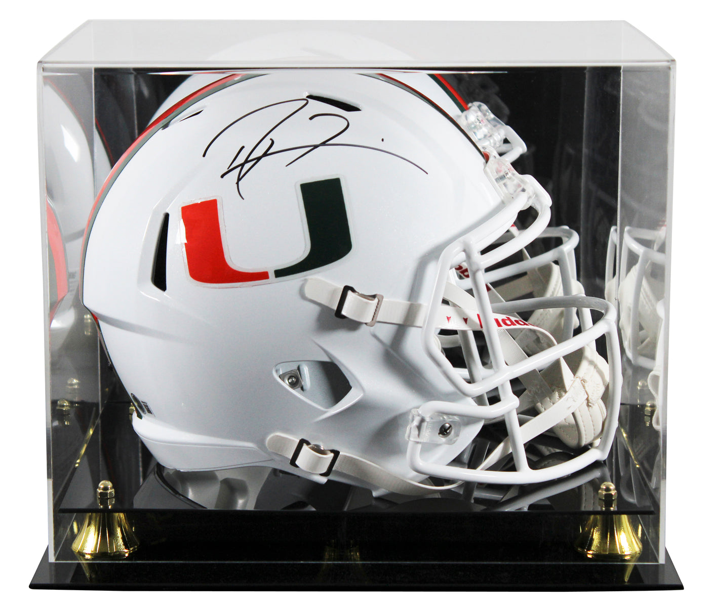 Miami Ray Lewis Signed White Full Size Speed Rep Helmet W/ Case BAS Witnessed