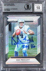Dak Prescott "ROY 16" Signed 2016 Panini Prizm #231 RC Card Auto 10! BAS Slabbed