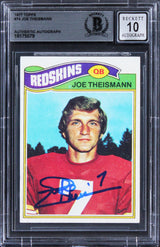 Commanders Joe Theismann Signed 1977 Topps #74 Card Auto Graded 10! BAS Slabbed