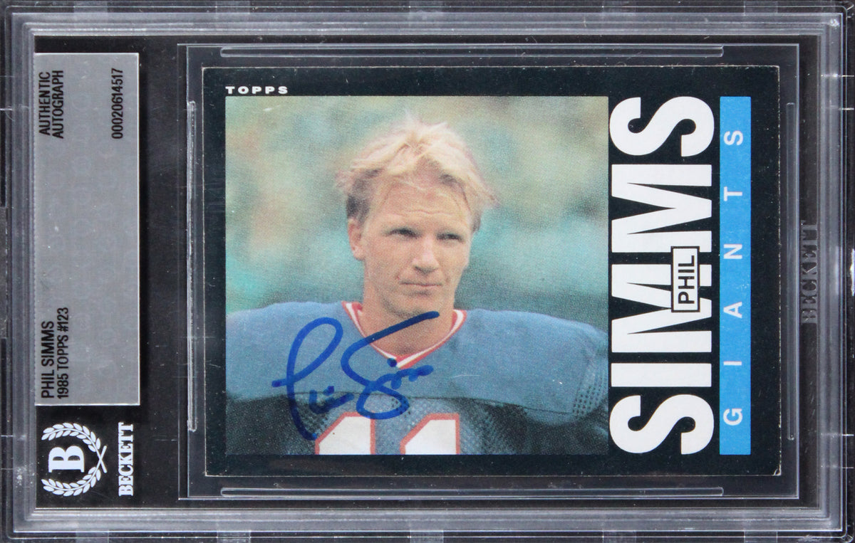 Giants Phil Simms Authentic Signed 1985 Topps #123 Card Autographed BAS Slabbed