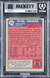 Giants Phil Simms Authentic Signed 1985 Topps #123 Card Autographed BAS Slabbed