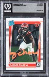 Bengals Ja'Marr Chase Signed 2021 Donruss Optic #207 Rookie Card BAS Slabbed